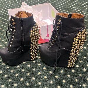 Jeffrey Campbell black gold damsel-sp size 5